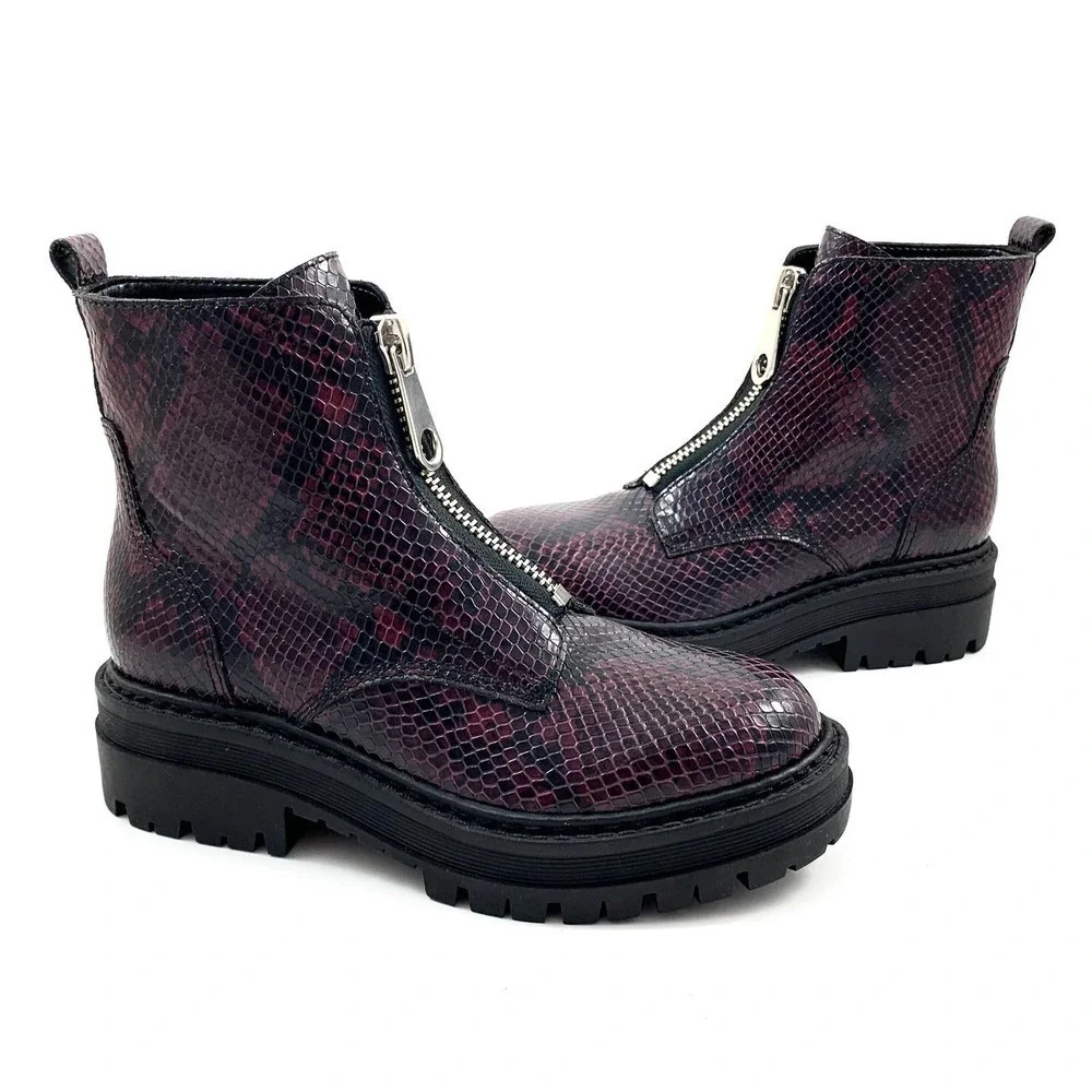 NWOT MARC FISHER platform snakeskin leather combat boots - Picture 12 of 13